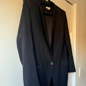 Helmut Lang Black blazer with leather trim